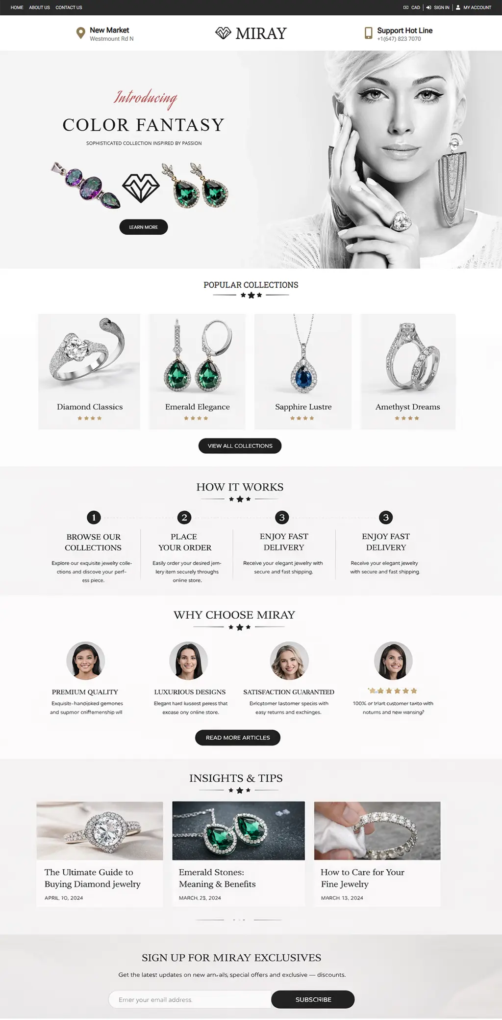 Jewelry and fashion e-commerce website layout preview