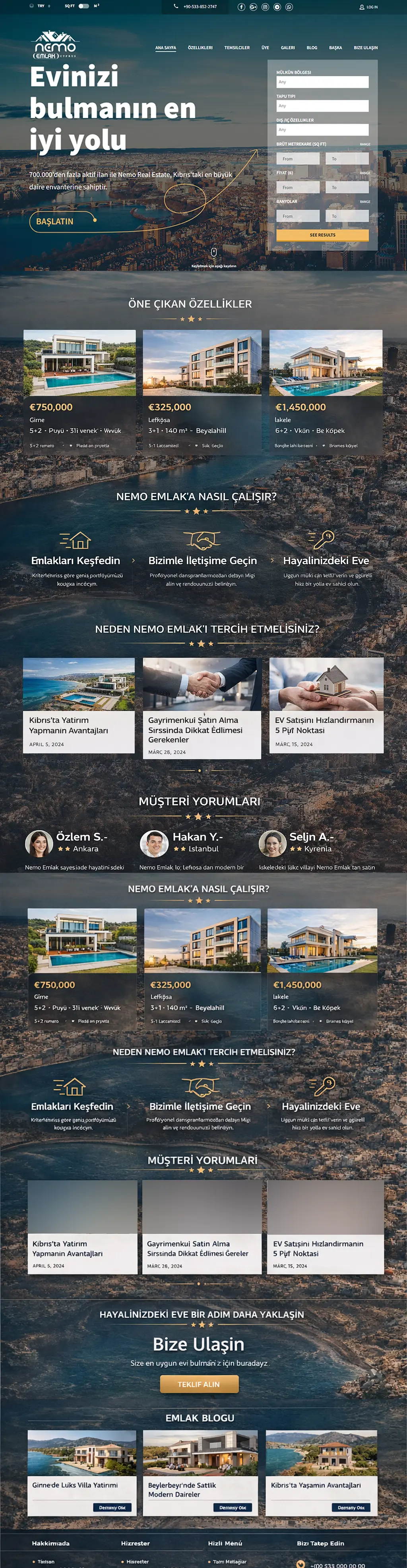 Real estate search platform homepage design preview